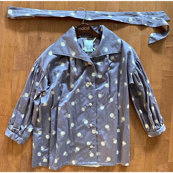 ELEVENSES Kimono Women's Medium Anthropologie Jacket Lila Dotted Trench Jacket - Picture 7 of 10